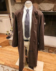 Lauren Ralph Lauren Mens Trench Coat Rain Jacket 46L Wool Lined Microfiber Suede