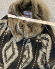 Roz & Ali Faux Fur Coat Women's Size 18 - 20 Aztec Pattern Brown Blanket Coat