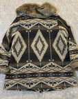 Roz & Ali Faux Fur Coat Women's Size 18 - 20 Aztec Pattern Brown Blanket Coat