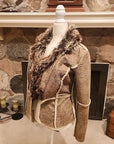Allen B by Allen Schwartz Women's Jacket Suede Faux Fur Shearling Lined Medium