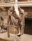 Allen B by Allen Schwartz Women's Jacket Suede Faux Fur Shearling Lined Medium