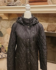 LAUREN RALPH LAUREN Women's Quilted Coat Hooded Full Zip Black