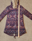 BB Dakota Women's Aztec Fur Trim Coat XS Blanket Southwestern Jacket
