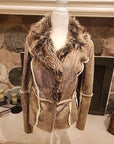 Allen B by Allen Schwartz Women's Jacket Suede Faux Fur Shearling Lined Medium