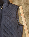 British Khaki Womens Quilted Vest Full Zip Small Blue Knit Insets Lined Pockets