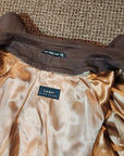 Lauren Ralph Lauren Mens Trench Coat Rain Jacket 46L Wool Lined Microfiber Suede
