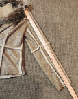 Allen B by Allen Schwartz Women's Jacket Suede Faux Fur Shearling Lined Medium