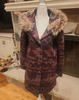 BB Dakota Women's Aztec Fur Trim Coat XS Blanket Southwestern Jacket