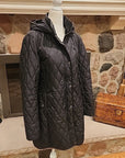 LAUREN RALPH LAUREN Women's Quilted Coat Hooded Full Zip Black