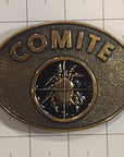 Vintage BTS 1983 Comite Solid Brass Belt Buckle Made in USA 3.75"x2.75" Oval