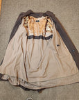 Lauren Ralph Lauren Mens Trench Coat Rain Jacket 46L Wool Lined Microfiber Suede