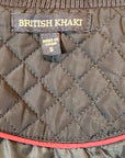 British Khaki Womens Quilted Vest Full Zip Small Blue Knit Insets Lined Pockets