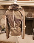 Allen B by Allen Schwartz Women's Jacket Suede Faux Fur Shearling Lined Medium