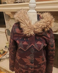 BB Dakota Women's Aztec Fur Trim Coat XS Blanket Southwestern Jacket