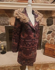 BB Dakota Women's Aztec Fur Trim Coat XS Blanket Southwestern Jacket