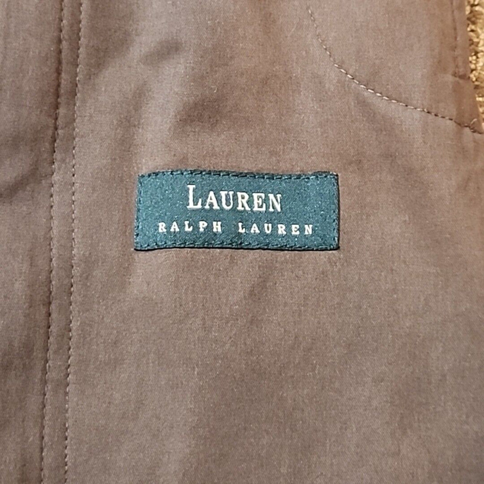 Lauren Ralph Lauren Mens Trench Coat Rain Jacket 46L Wool Lined Microfiber Suede
