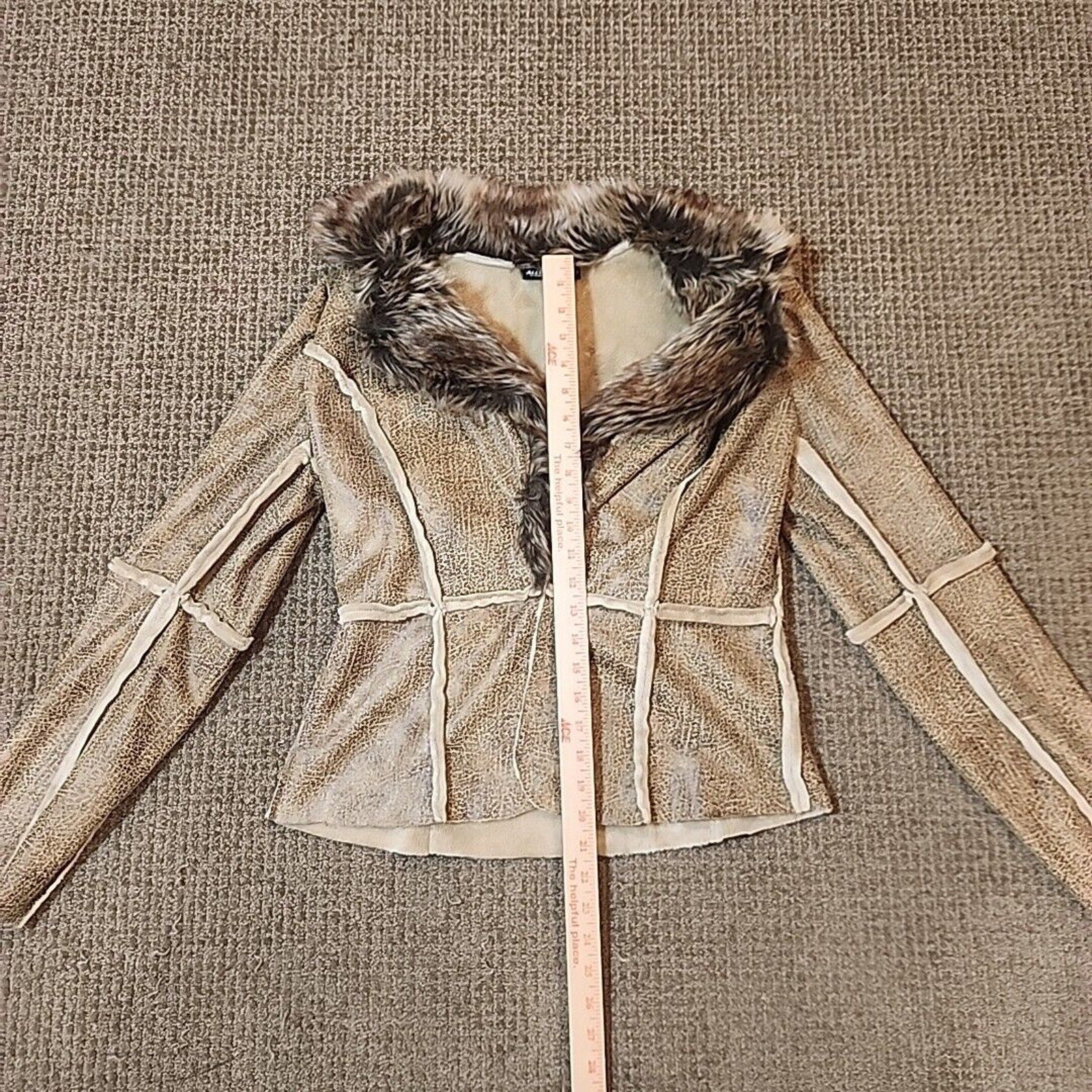 Allen B by Allen Schwartz Women&#39;s Jacket Suede Faux Fur Shearling Lined Medium