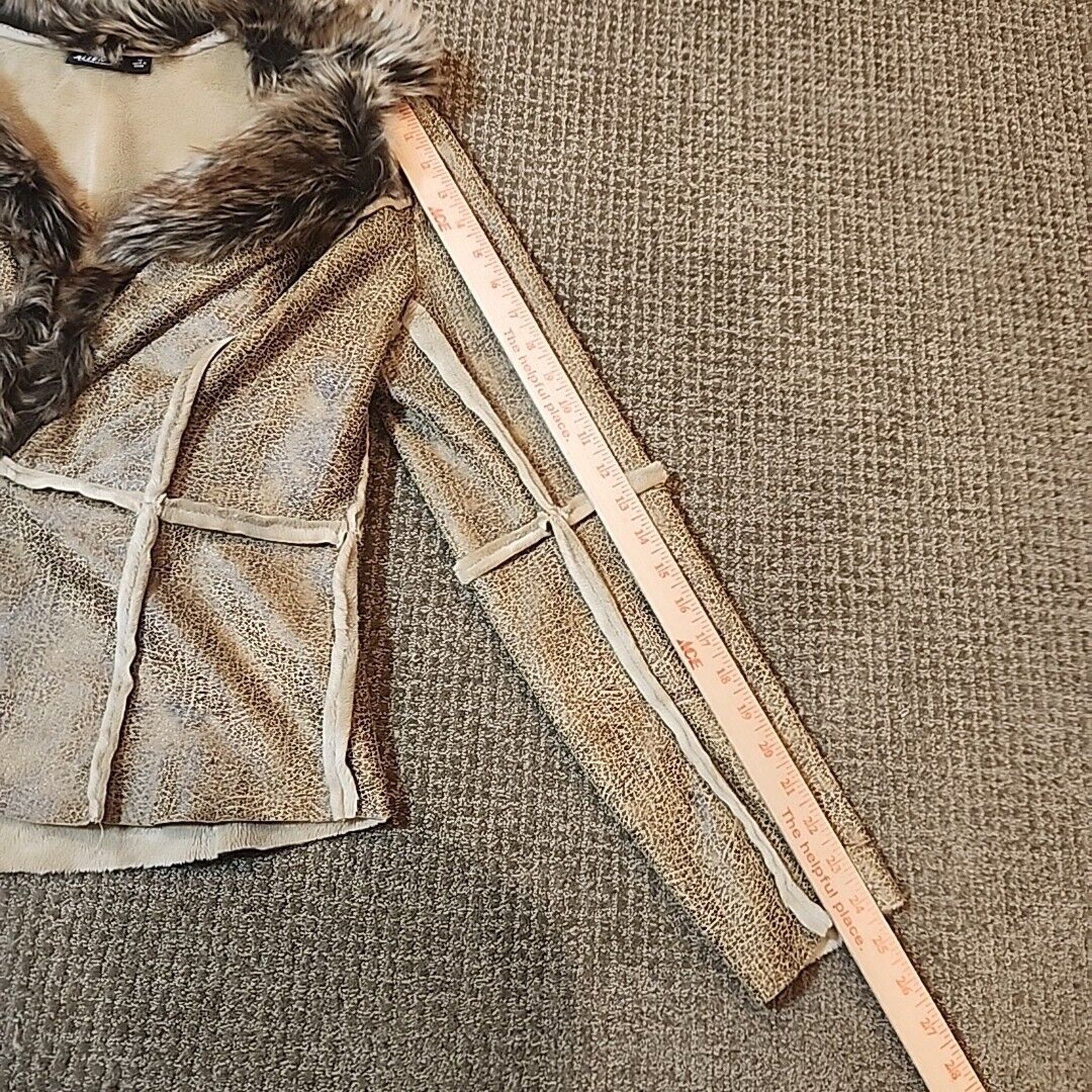 Allen B by Allen Schwartz Women&#39;s Jacket Suede Faux Fur Shearling Lined Medium