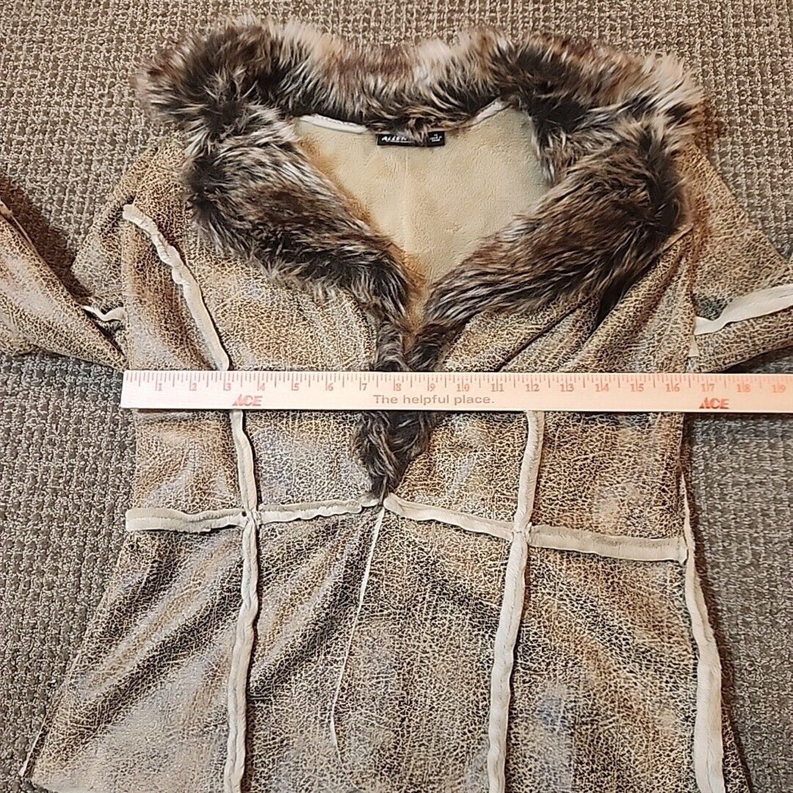 Allen B by Allen Schwartz Women&#39;s Jacket Suede Faux Fur Shearling Lined Medium