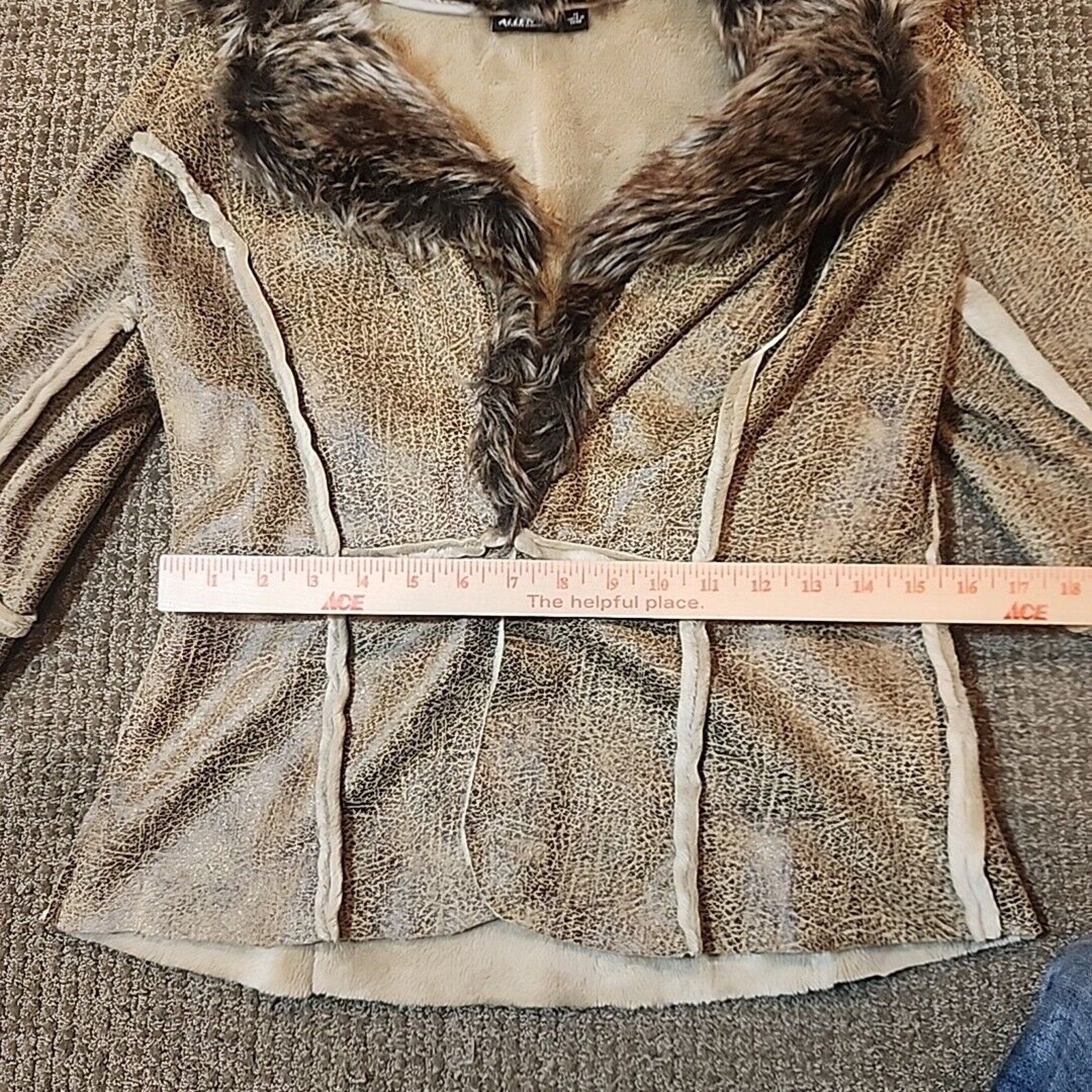 Allen B by Allen Schwartz Women&#39;s Jacket Suede Faux Fur Shearling Lined Medium