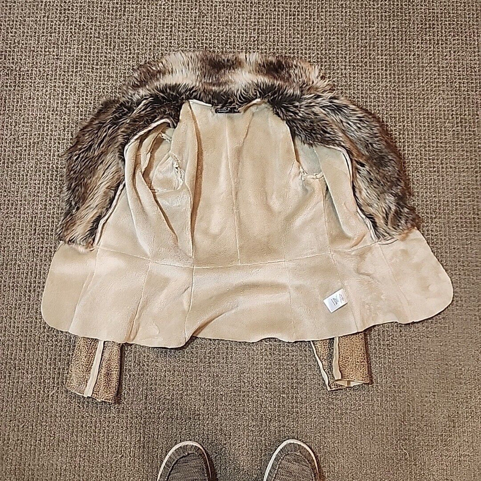 Allen B by Allen Schwartz Women&#39;s Jacket Suede Faux Fur Shearling Lined Medium
